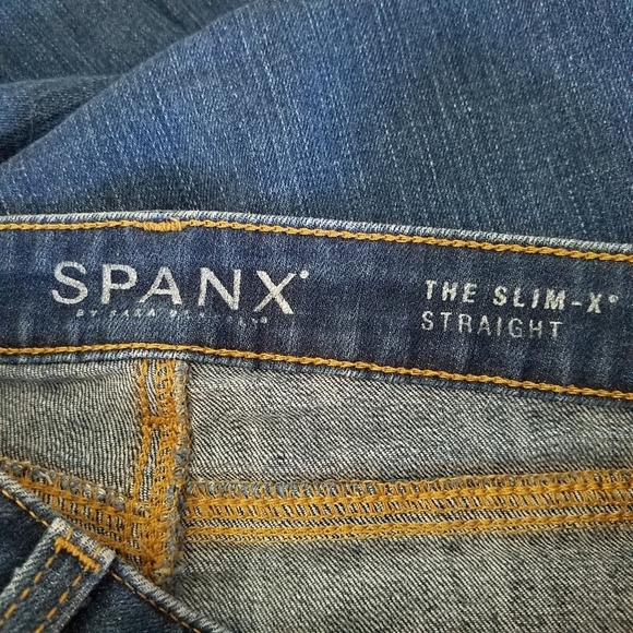 Spanx The Slim-X Straight Blue Midrise Dark Wash Denim Size 27 - Picture 10 of 12